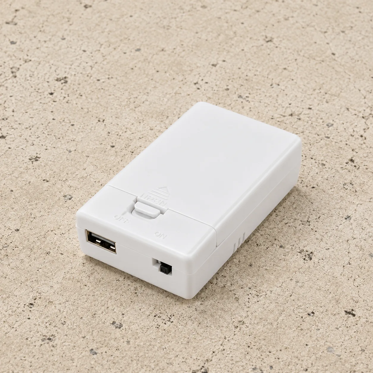 White battery box with USB port and on off switch