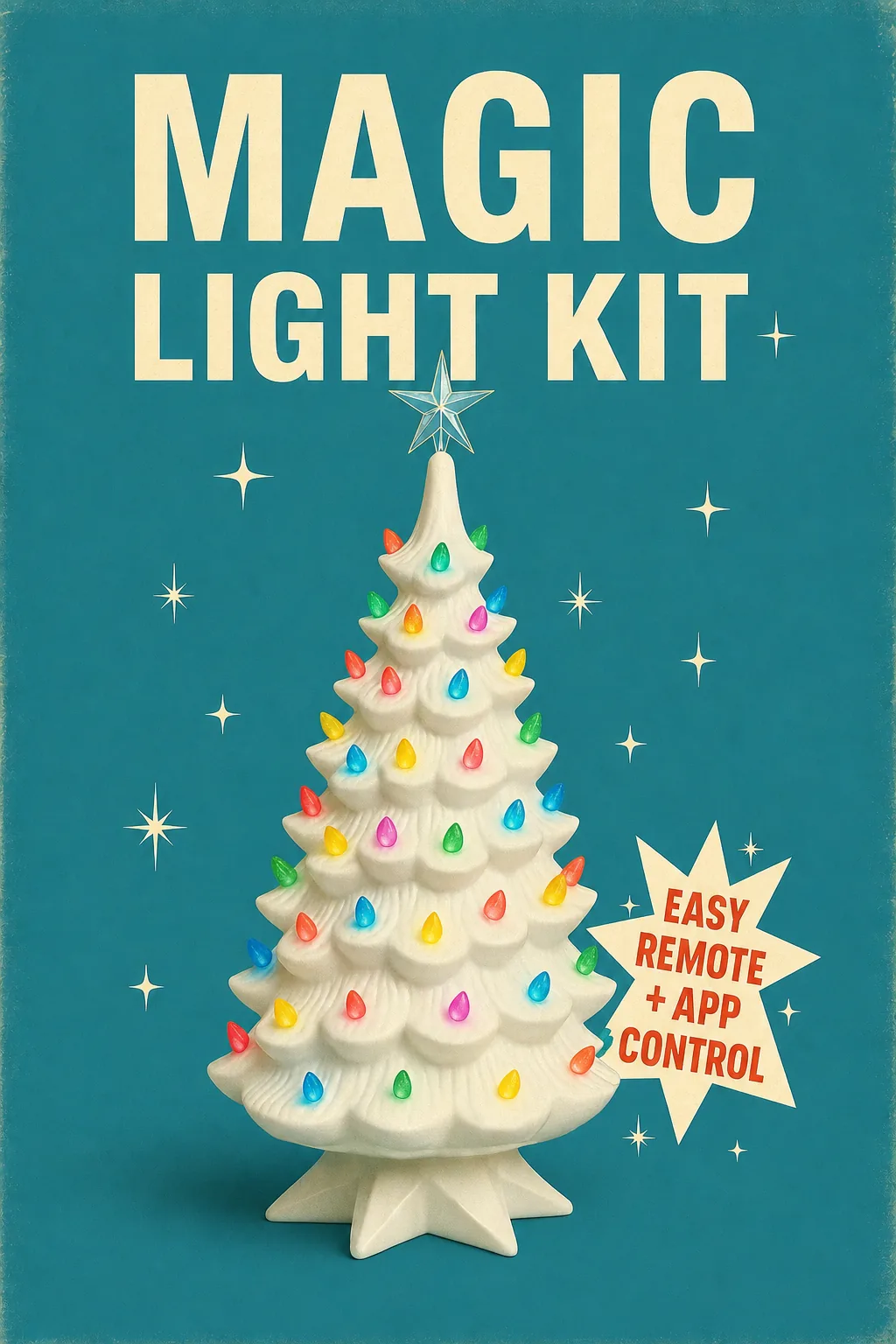 Magic Light Kit poster with a white ceramic tree and starburst callout